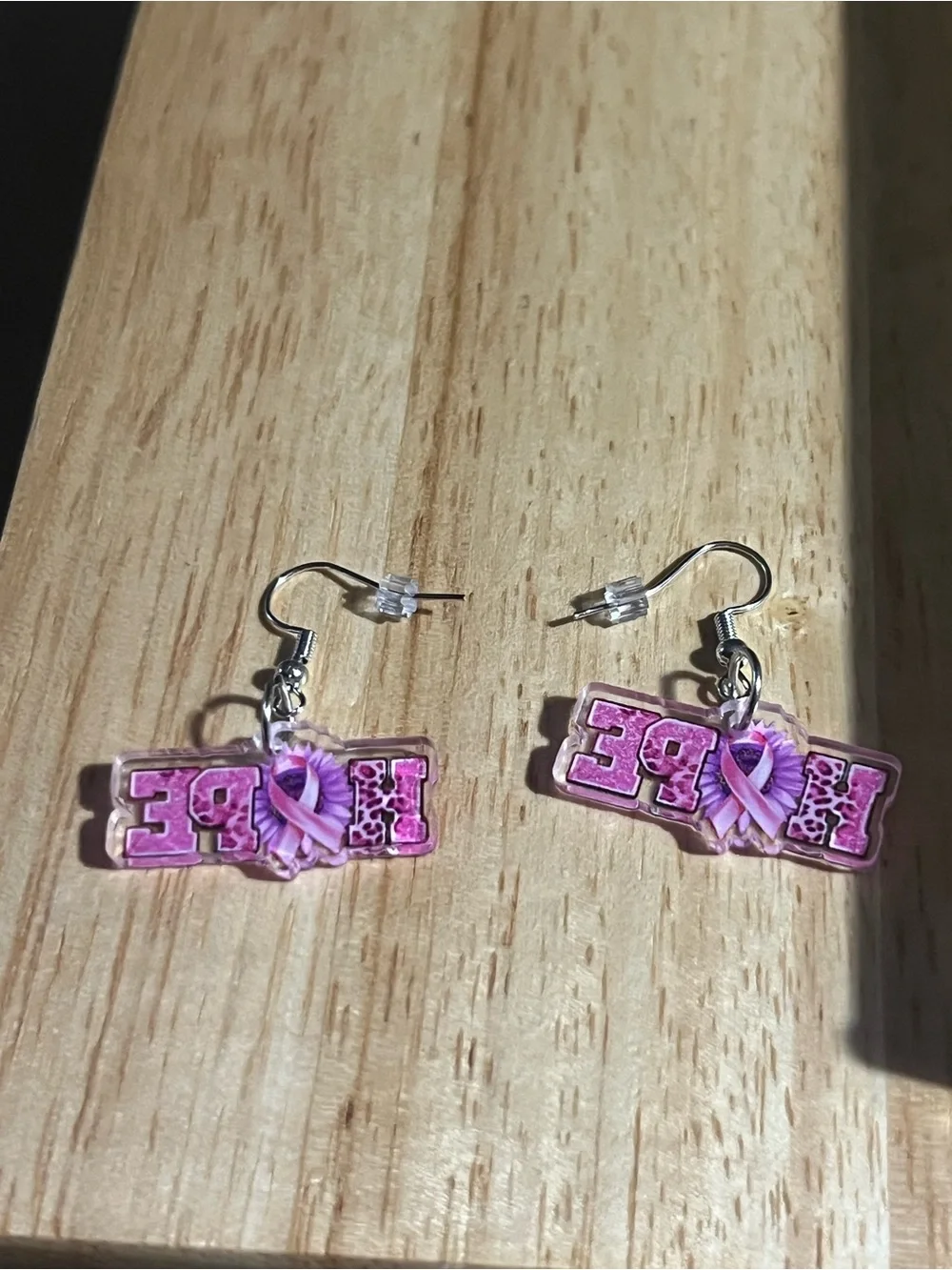 Hope Pink Ribbon Dangle Earrings for women E213